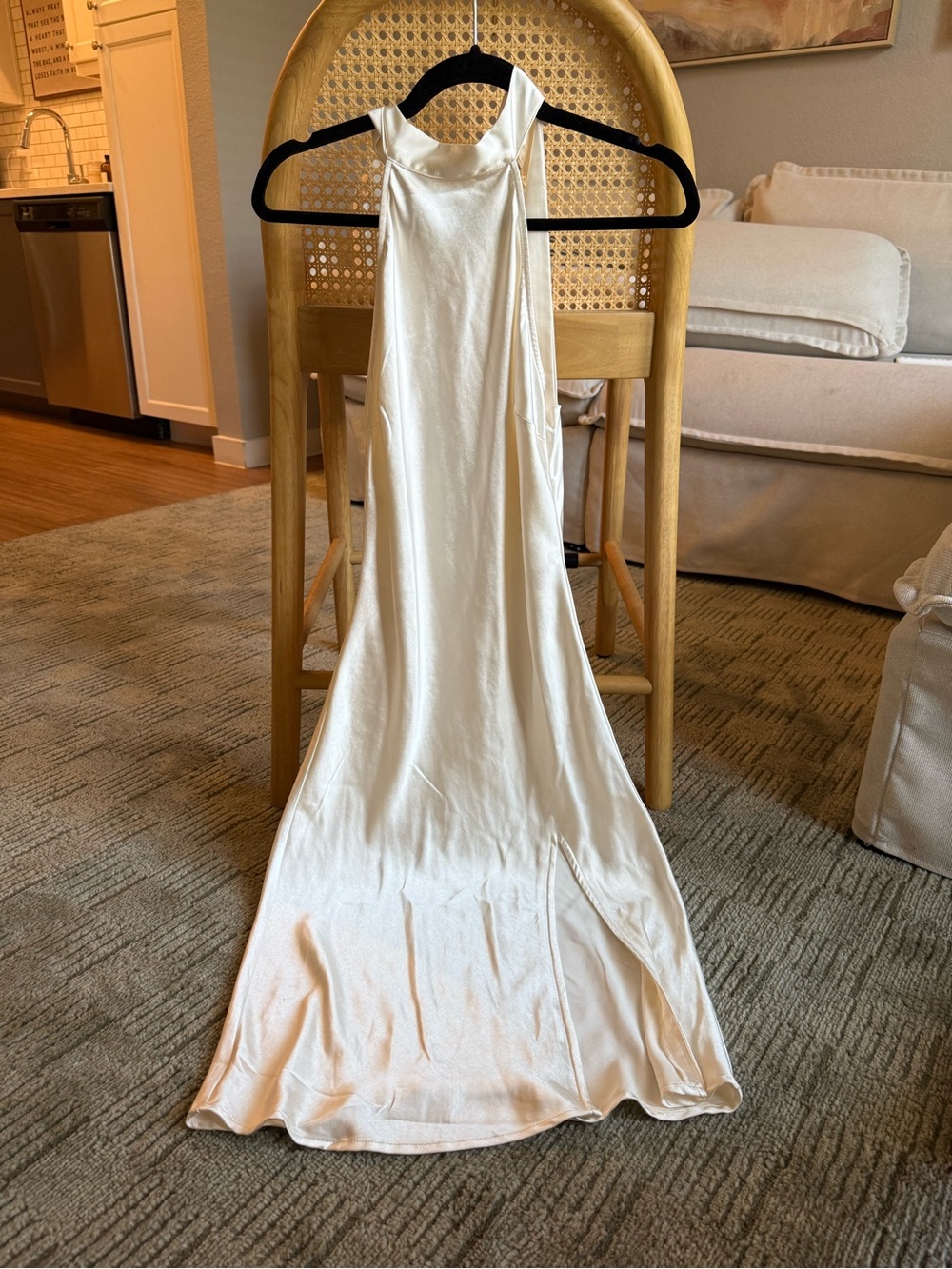 Fashion Nova Cream Halter Maxi Dress